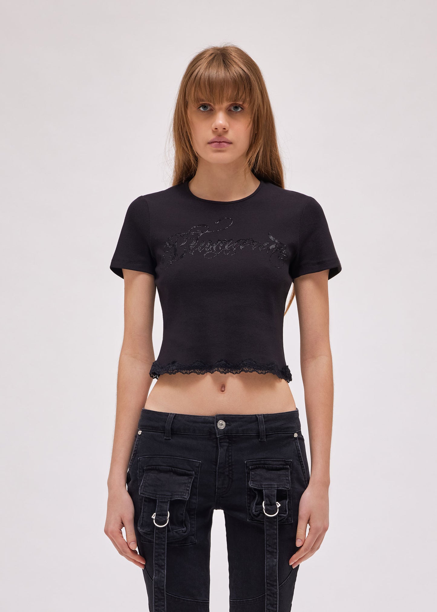T-SHIRT WITH LOGO AND LACE