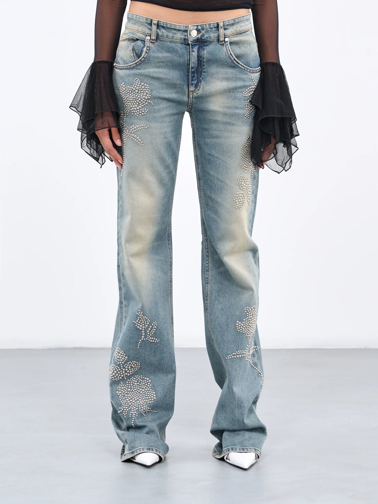 JEANS REGOLARI CON ROSE