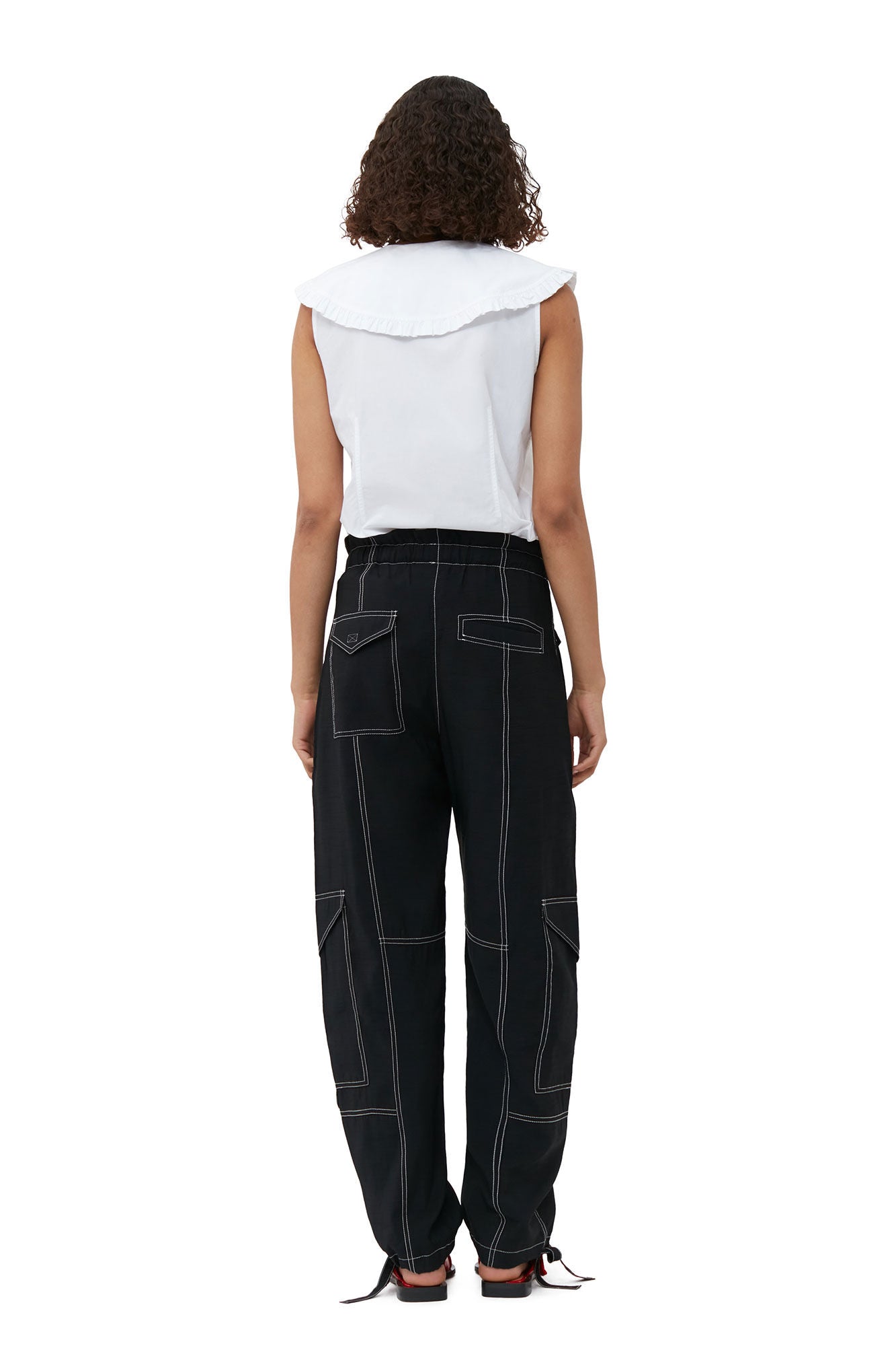 LIGHT SLUB HIGH WAIST POCKET PANTS