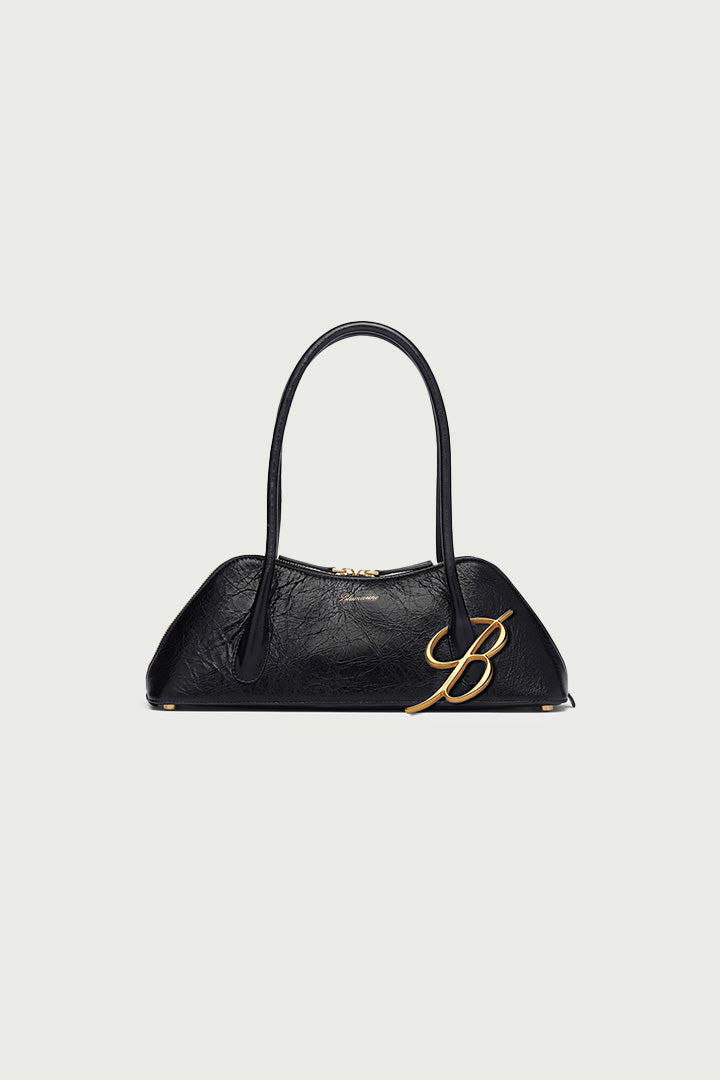 REGULAR-SIZED LEATHER KISS ME BAG WITH MONOGRAM B