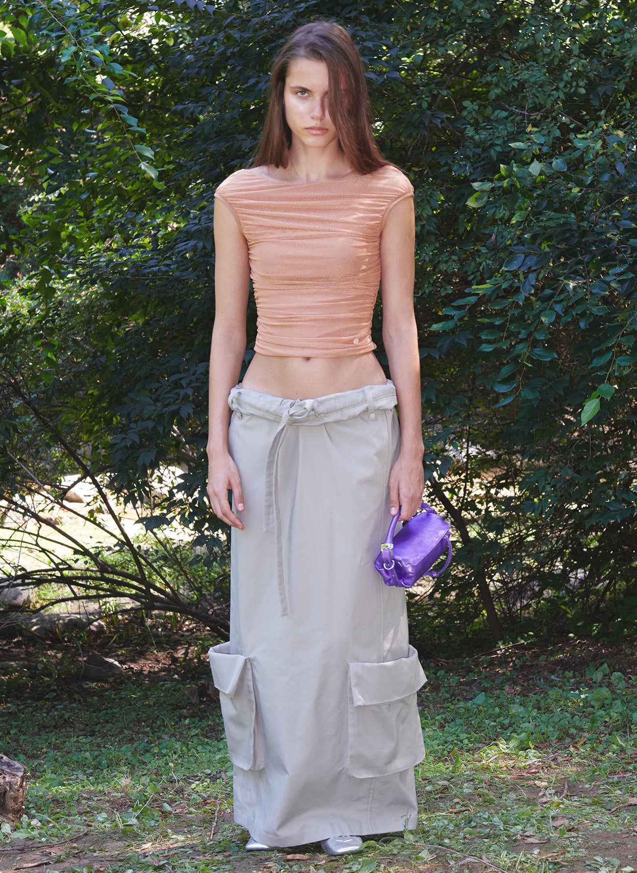 ROLLED WAIST CARGO SKIRT