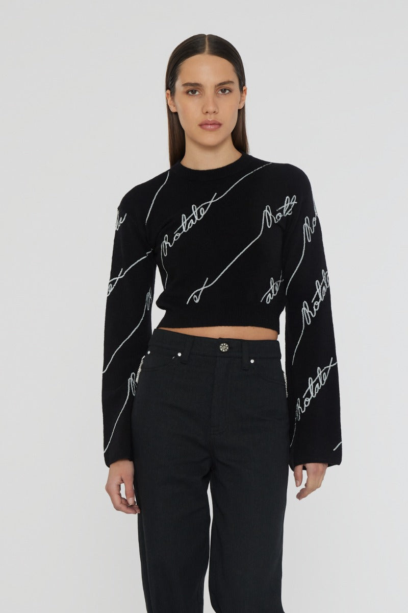 SEQUIN LOGO SWEATER