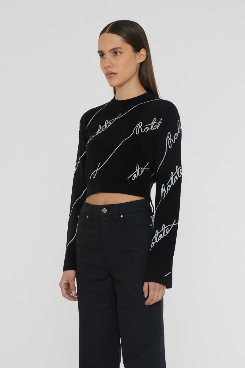 SEQUIN LOGO SWEATER