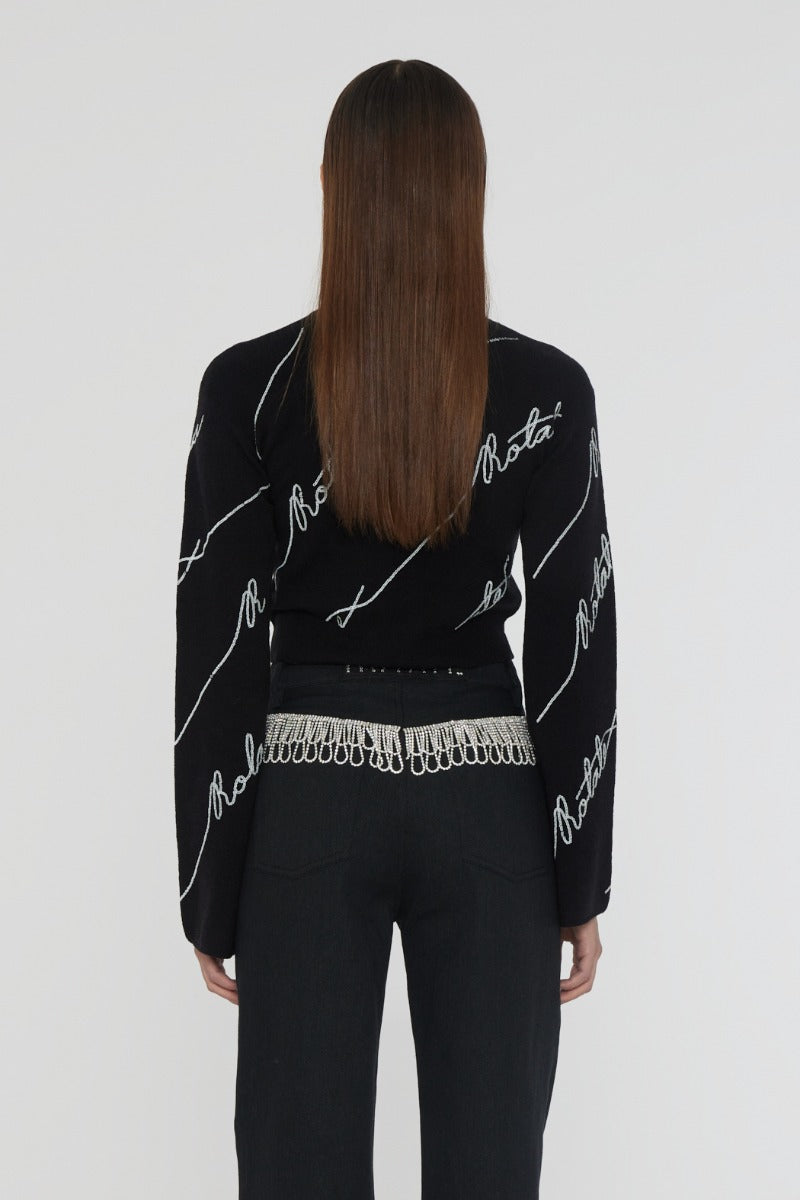 SEQUIN LOGO SWEATER