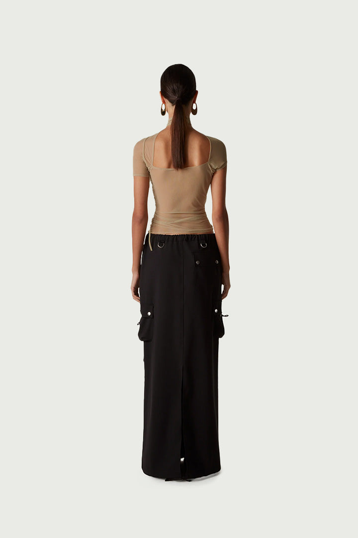 TAILORED CARGO MAXI SKIRT