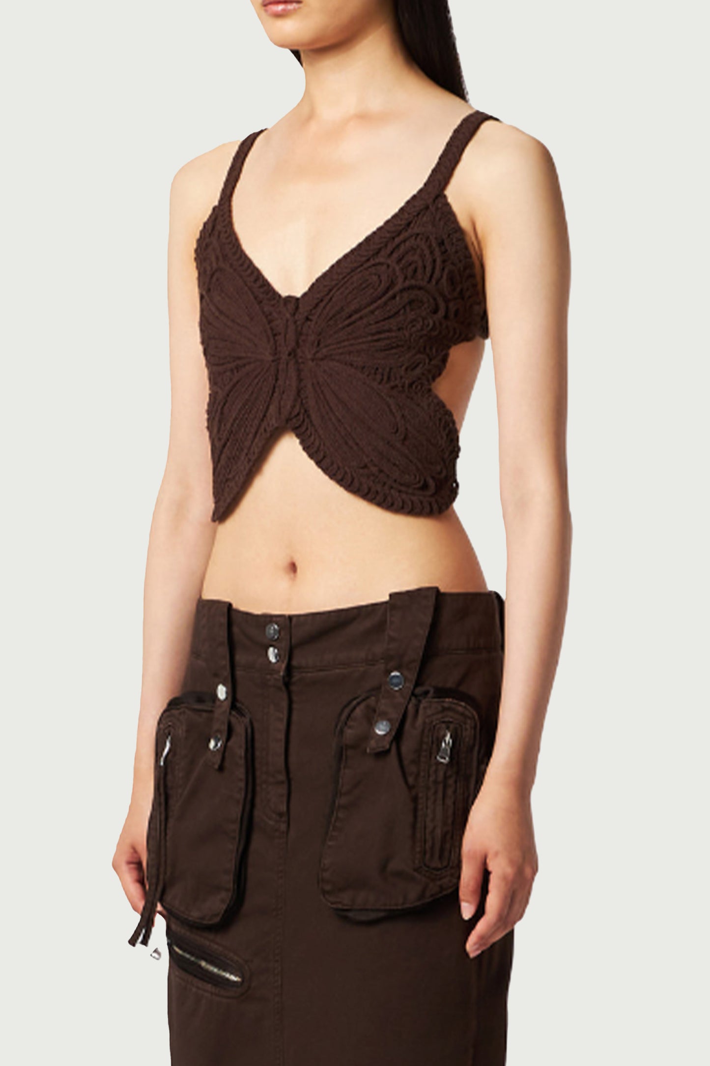 CROPPED TOP WITH EMBROIDERY BUTTERFLY